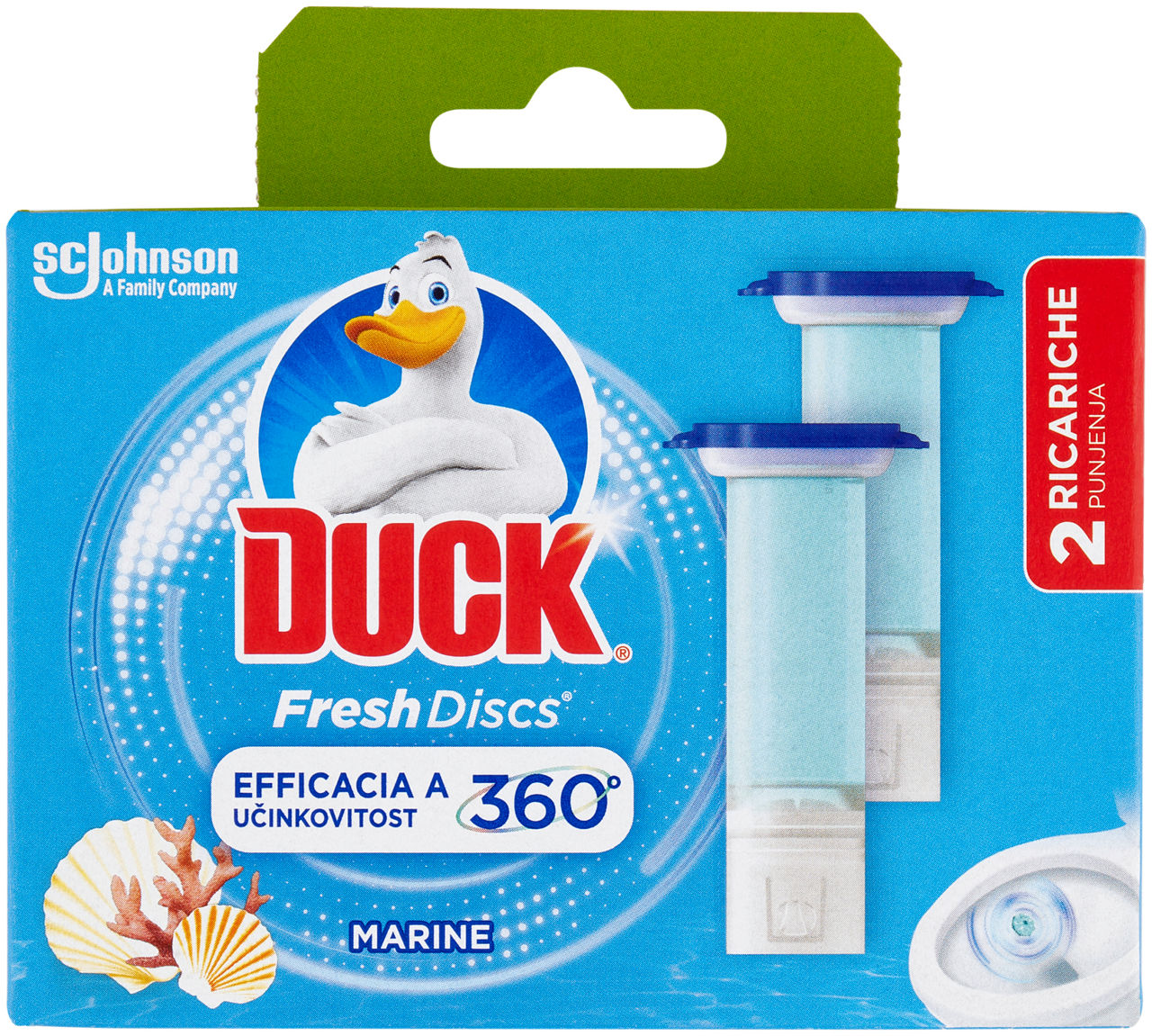 Schiumogeno gel duck fresh discs doppia ricarica marine e lime pz.2
