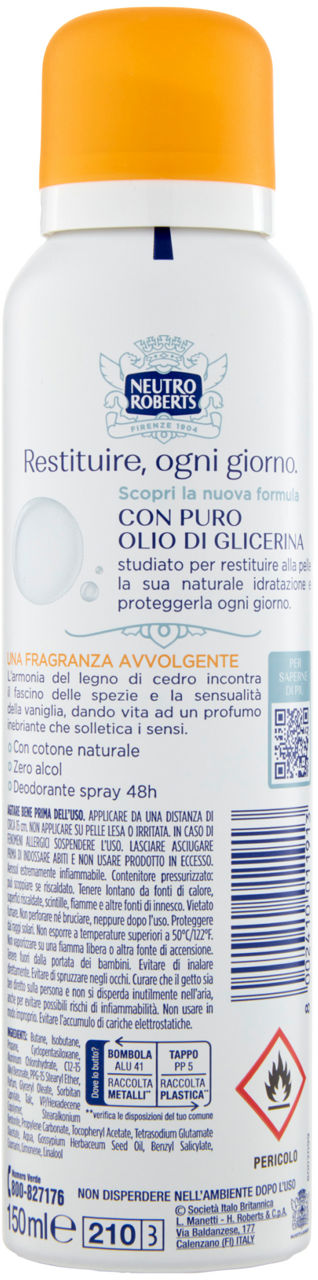 DEODORANTE SPRAY NEUTRO ROBERTS ASCIUTTO CEDRO E VANIGLIA ML 150 - Immagine 21