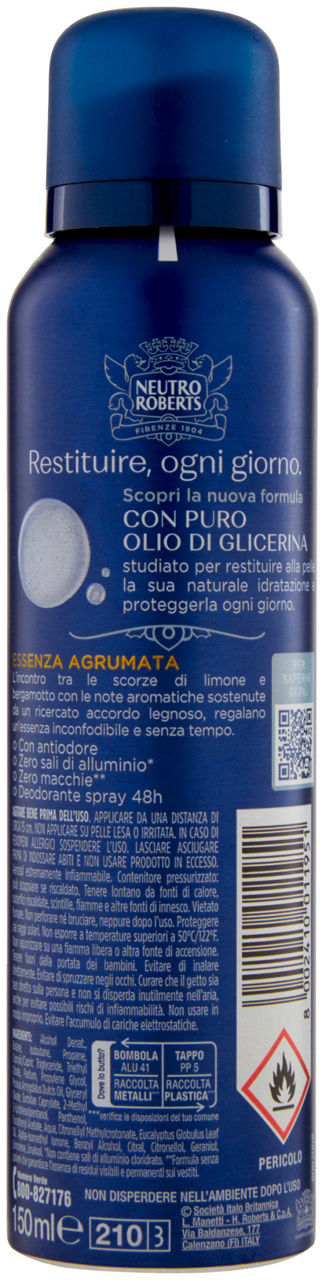 DEODORANTE SPRAY NEUTRO ROBERTS UOMO FRESCO AGRUMATO ML 150 - Immagine 21