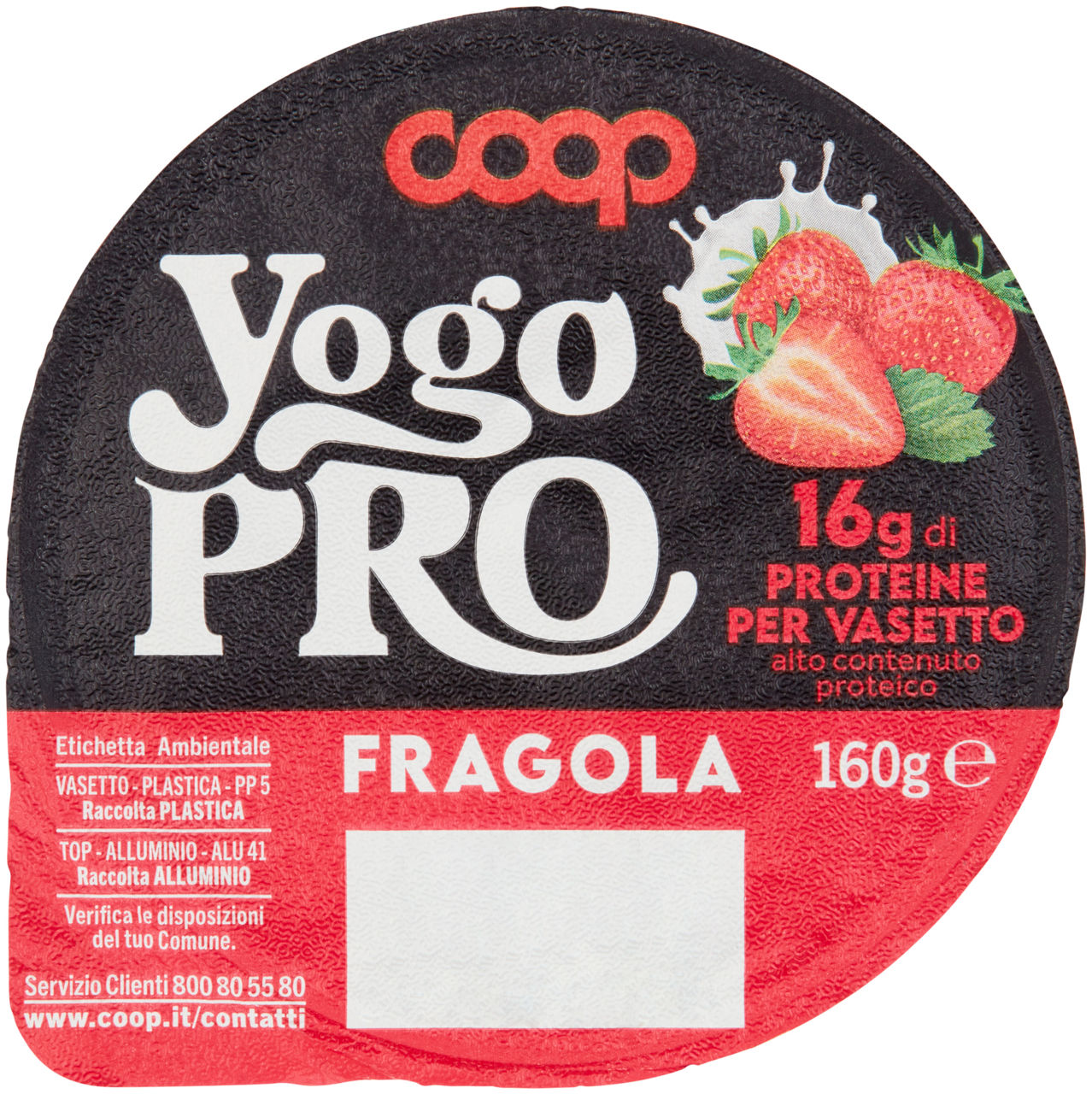 Yogurt proteico yogo pro al cucchiaio fragola coop g 160
