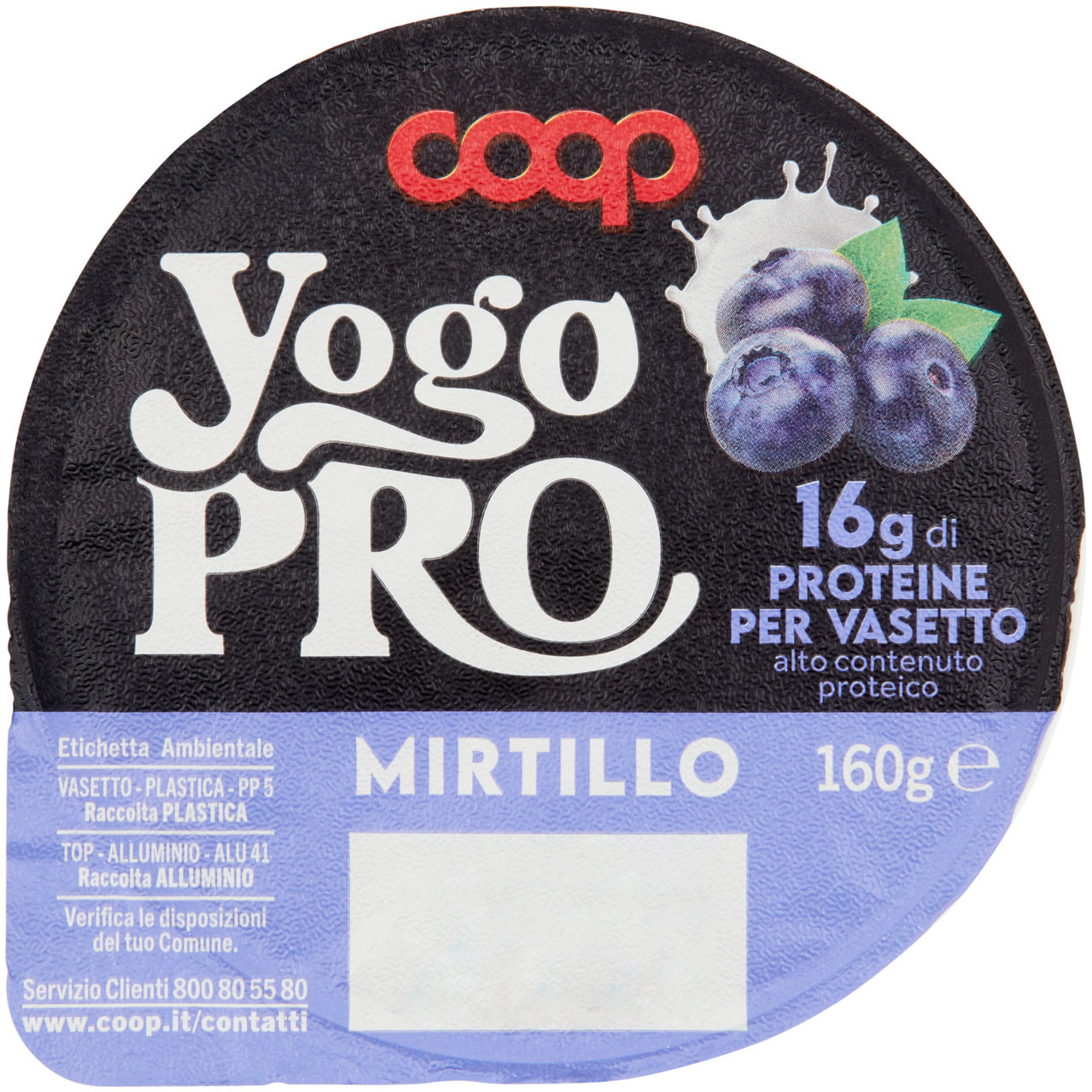 Yogurt proteico yogo pro al cucchiaio mirtillo coop g 160
