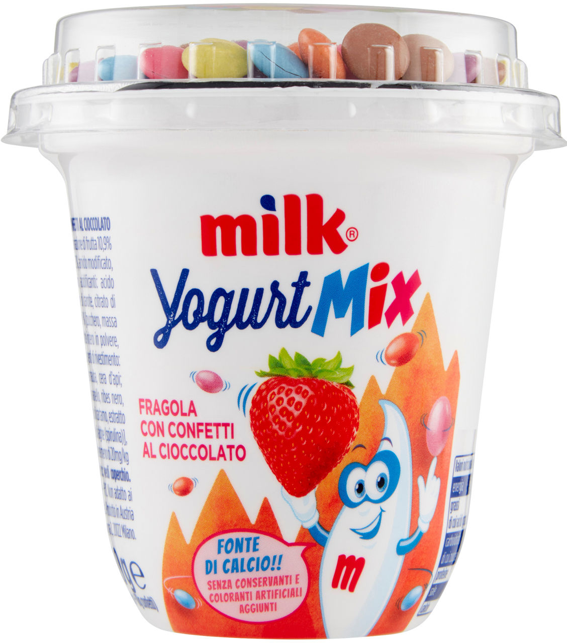 Yogurt alla fragola con confetti al cioccolato 110 gr