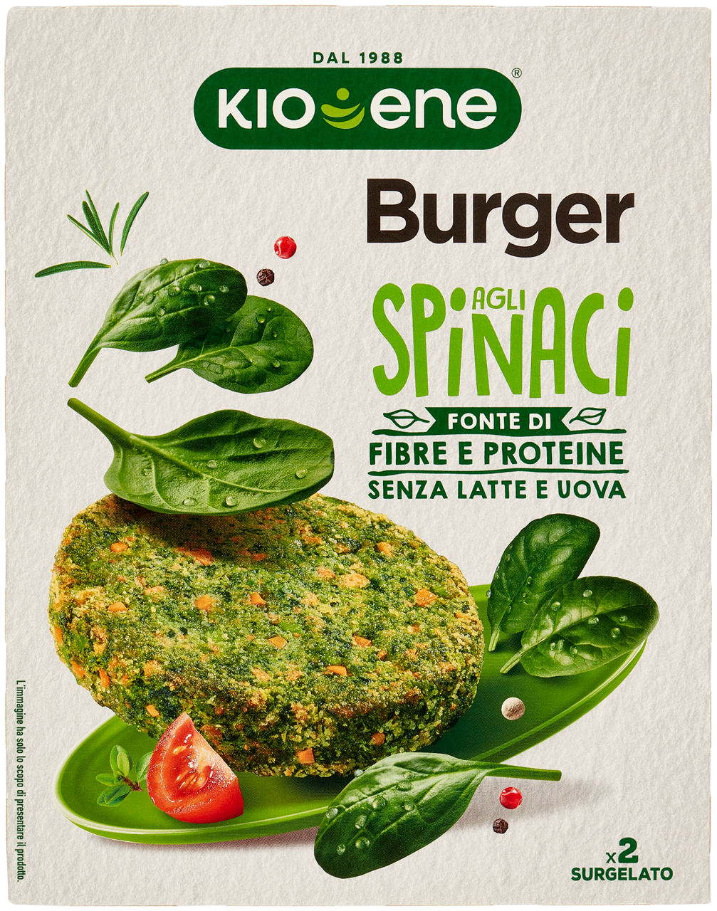 Burger vegetali agli spinaci surgelati 2 pz 160 gr