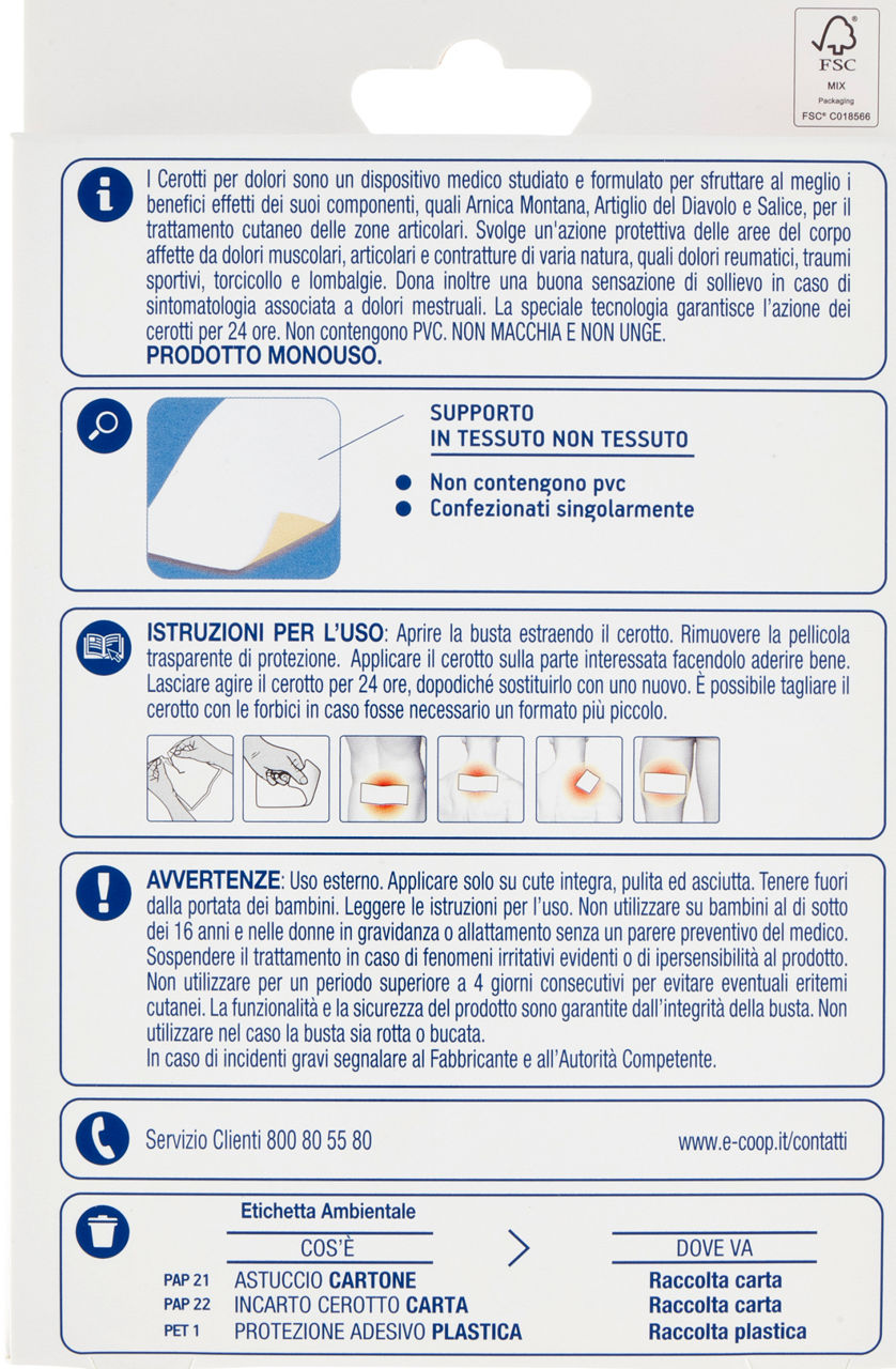 CEROTTI DOLORI ARTICOL.MUSC.MESTR.ARNICA/ARTIGLIO DEL DIAVOLO COOP 9X14CM PZ 6 - Immagine 21