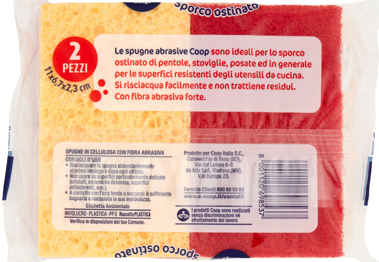 SPUGNE IN CELLULOSA CON FIBRA ABRASIVA ROSSA COOP CASA PZ.2 - Immagine 21