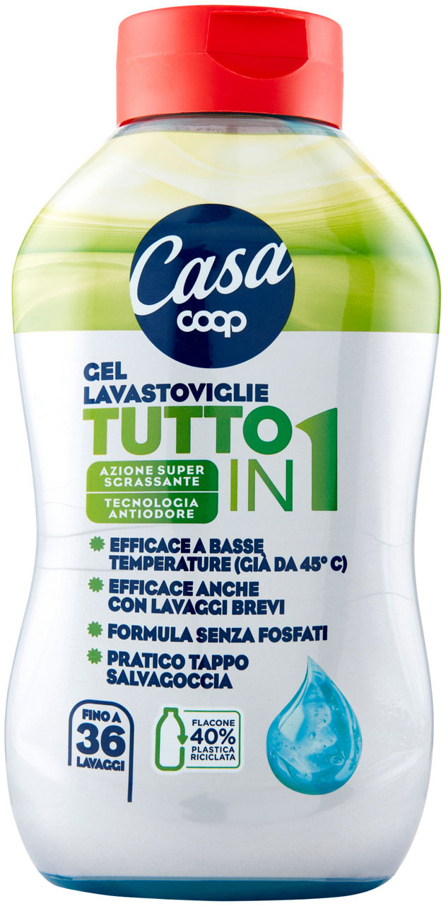 Gel lavastoviglie tutto in 1 coop casa sgrassante antiodore 36 lv l 0.648