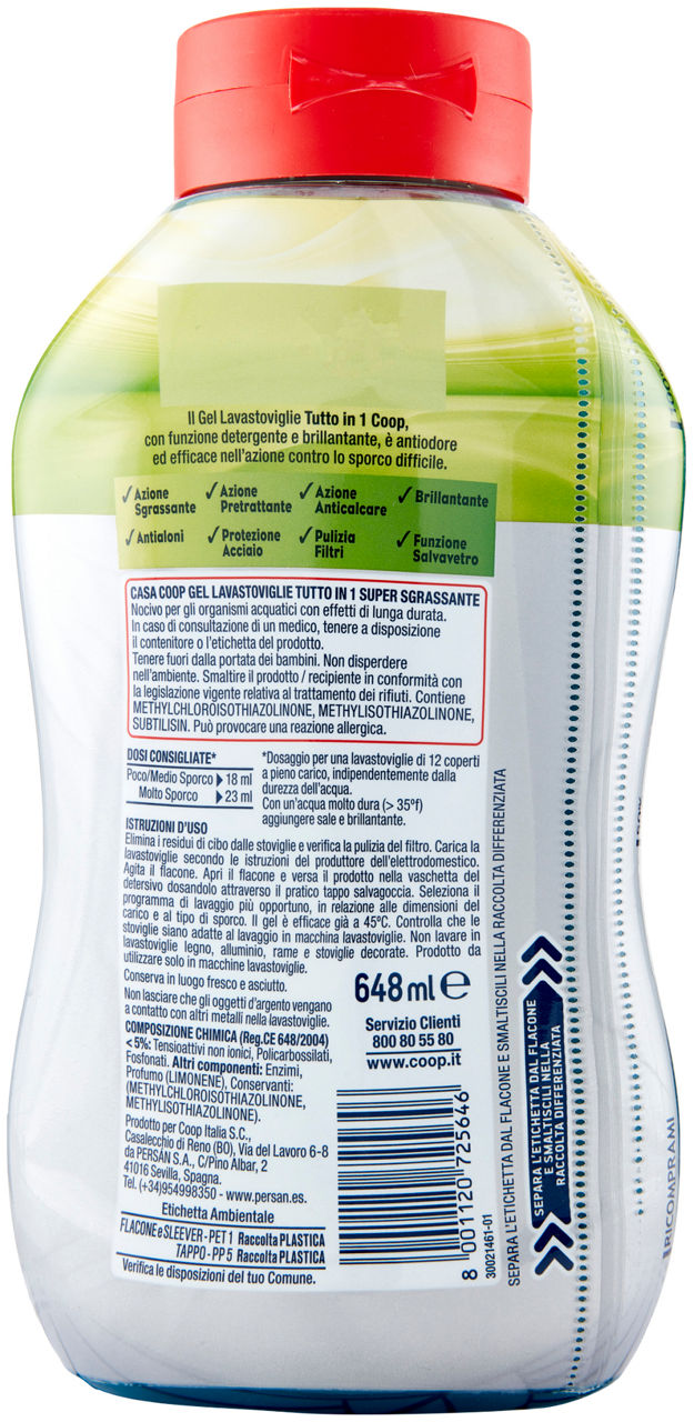 GEL LAVASTOVIGLIE TUTTO IN 1 COOP CASA SGRASSANTE ANTIODORE 36 LV L 0.648 - Immagine 21