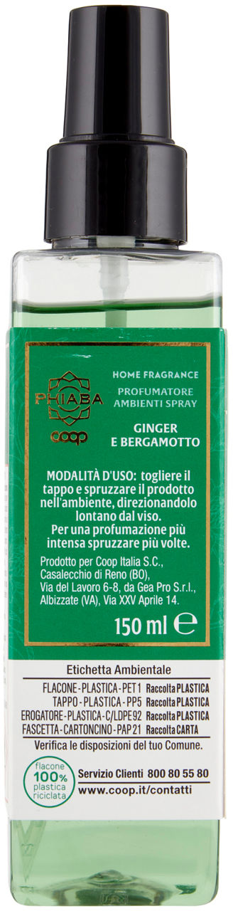 DEO SPRAY AMBIENTE COOP PHIABA GINGER E BERGAMOTTO ML 150 - Immagine 21