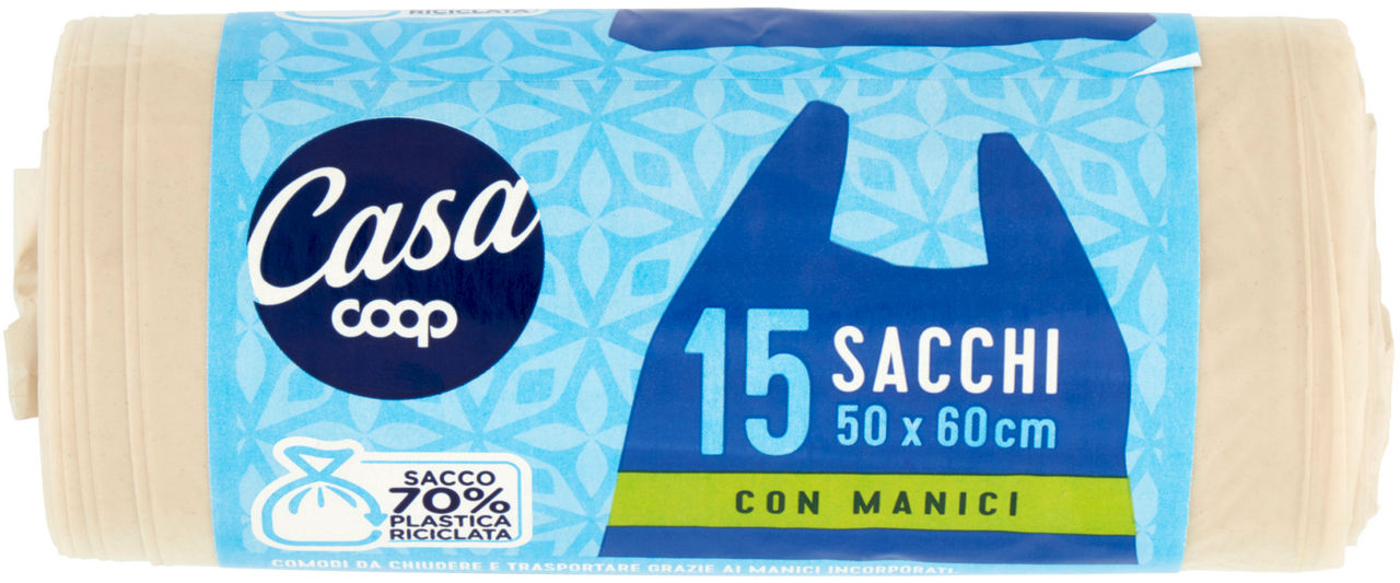 SACCHI NETTEZZA TRASPARENTI COOP CASA 50X60 CON MANICI PZ.15 - 0