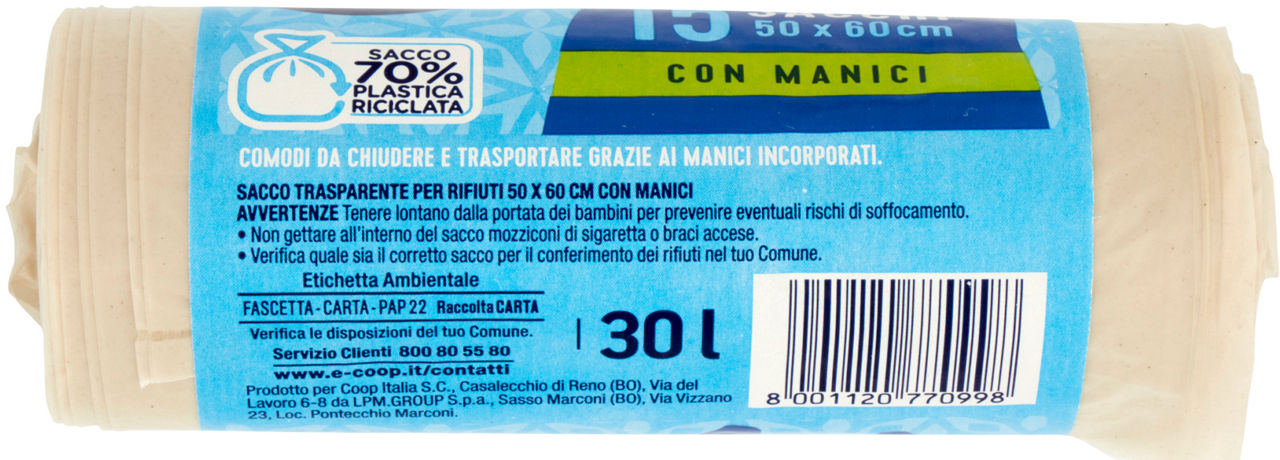 SACCHI NETTEZZA TRASPARENTI COOP CASA 50X60 CON MANICI PZ.15 - 5