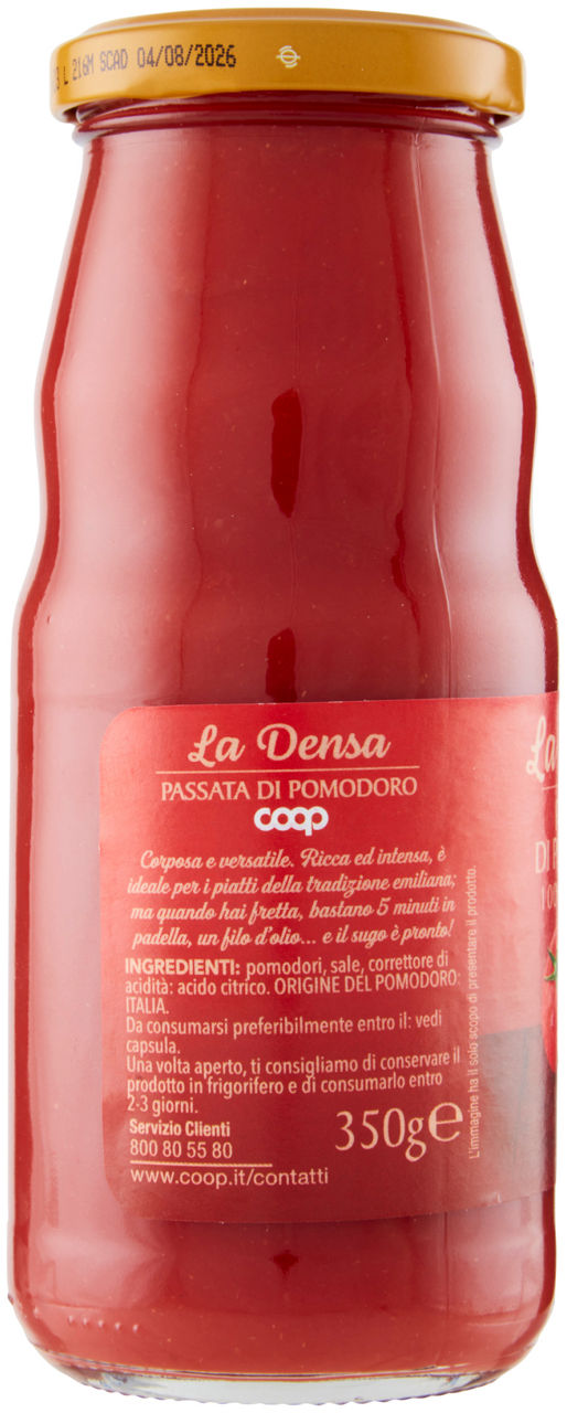 PASSATA DI POMODORO ORIGINE COOP SELEZIONE LA DENSA BTG SINGOLA G 350 - Immagine 11