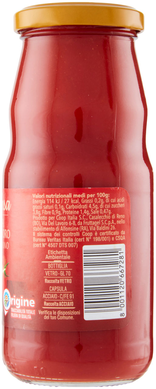 PASSATA DI POMODORO ORIGINE COOP SELEZIONE LA DENSA BTG SINGOLA G 350 - Immagine 31