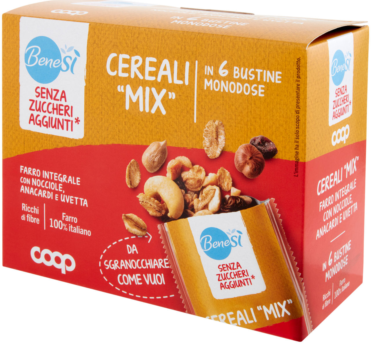 CEREALI MIX FARRO INTEGRALE, NOCCIOLE, ANACARDI E UVETTA COOP BENESÌ PZ 6 G 180 - Immagine 61