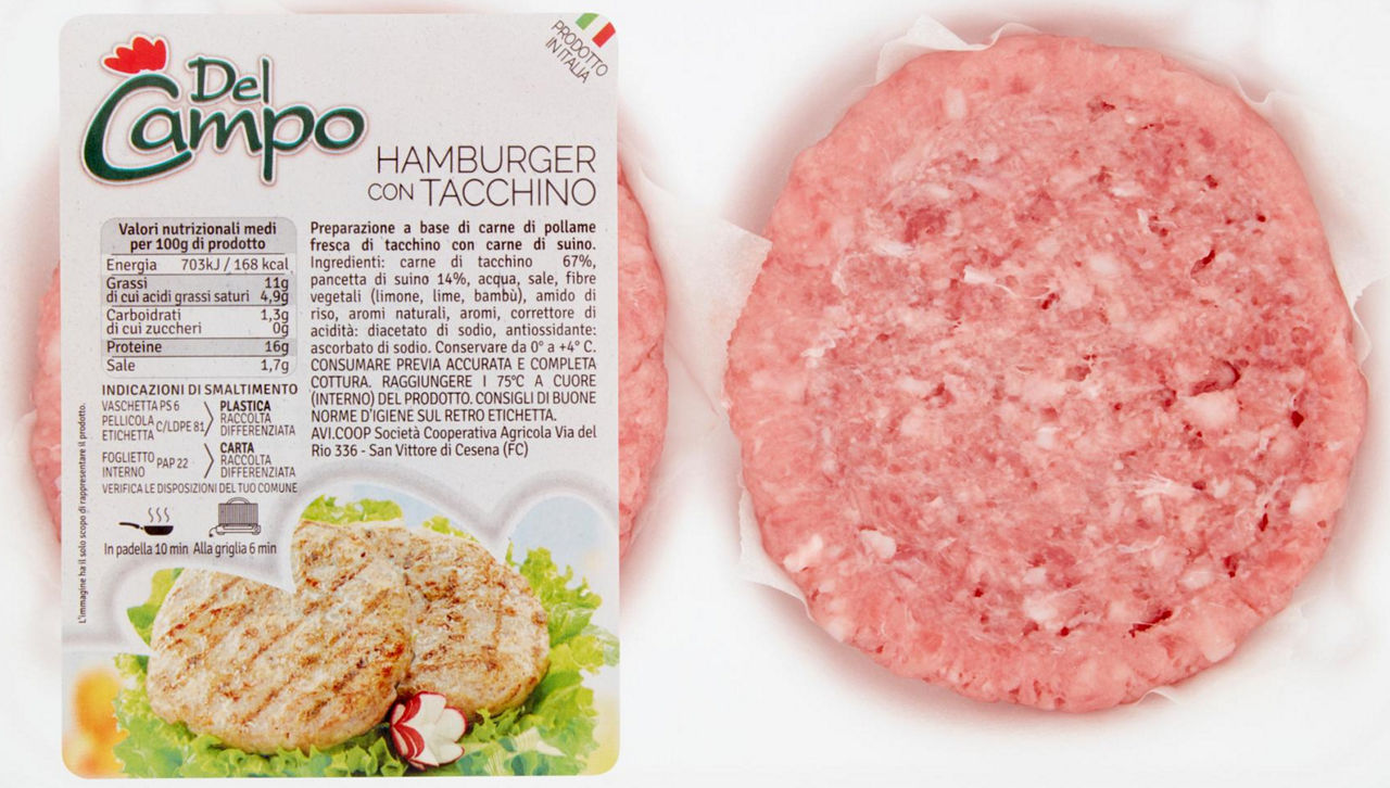 Hamburger con tacchino 2 pz 204 gr