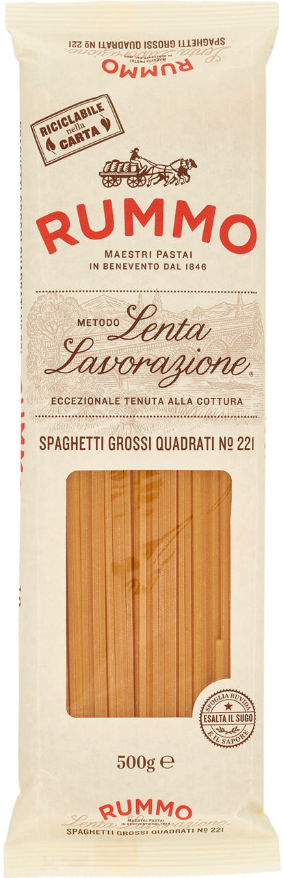 Spaghetti grossi quadrati n 221 rummo g 500