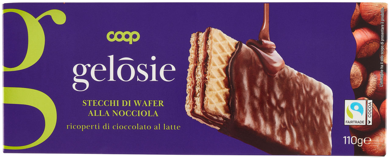 Stecchi di wafer alla nocciola ricoperti di cioccolato al latte 110 gr