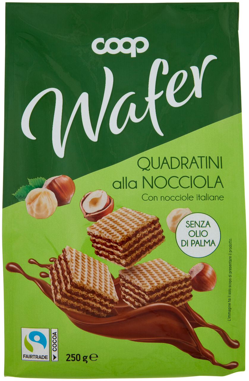 Wafer quadratini con crema alla nocciola 250 gr