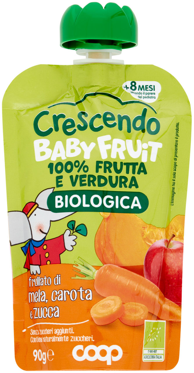 Pouche baby fruit bio mela, carota, zucca coop crescendo g90