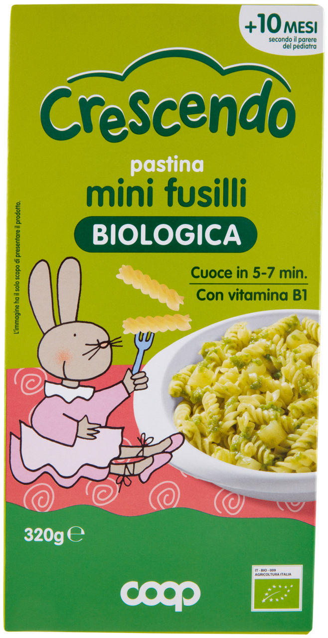 Pastina di semola di grano duro bio mini fusilli coop crescendo g  320