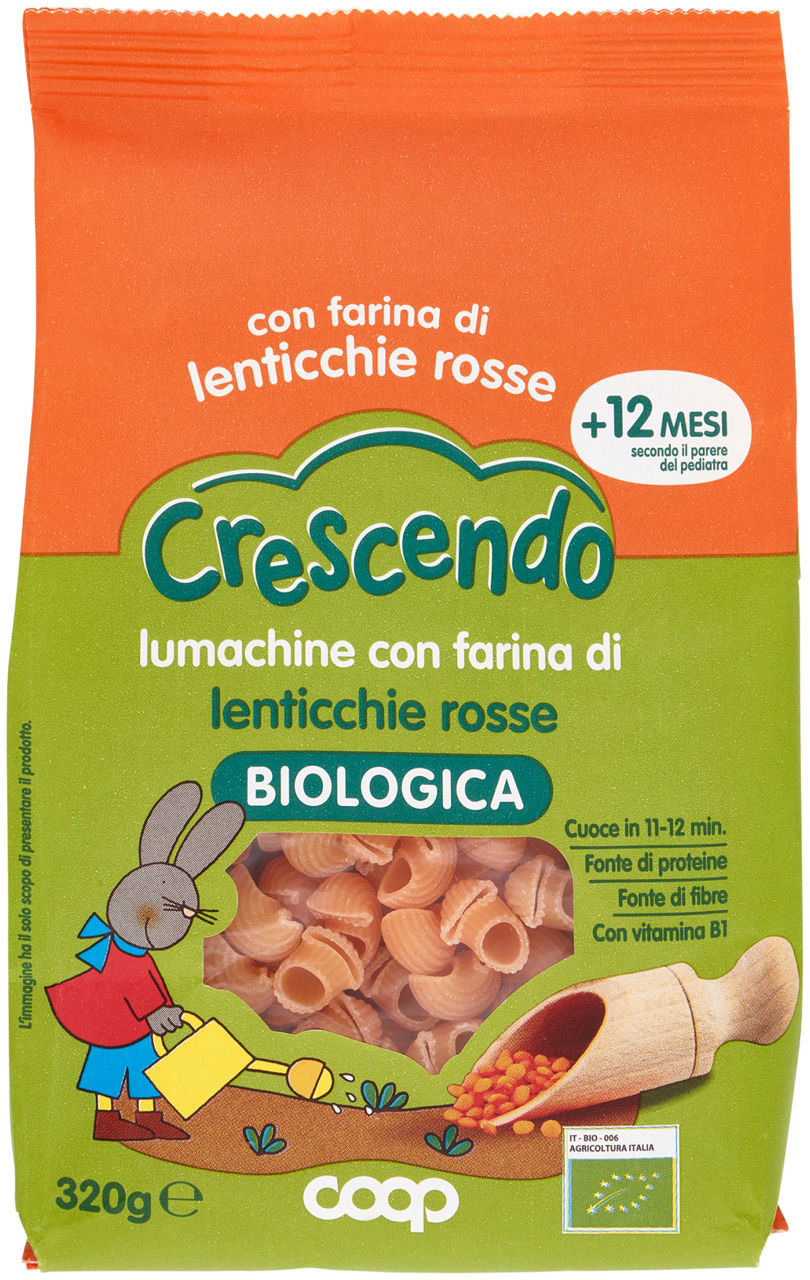 Lumachine con farina di lenticchie rosse bio coop crescendo g320