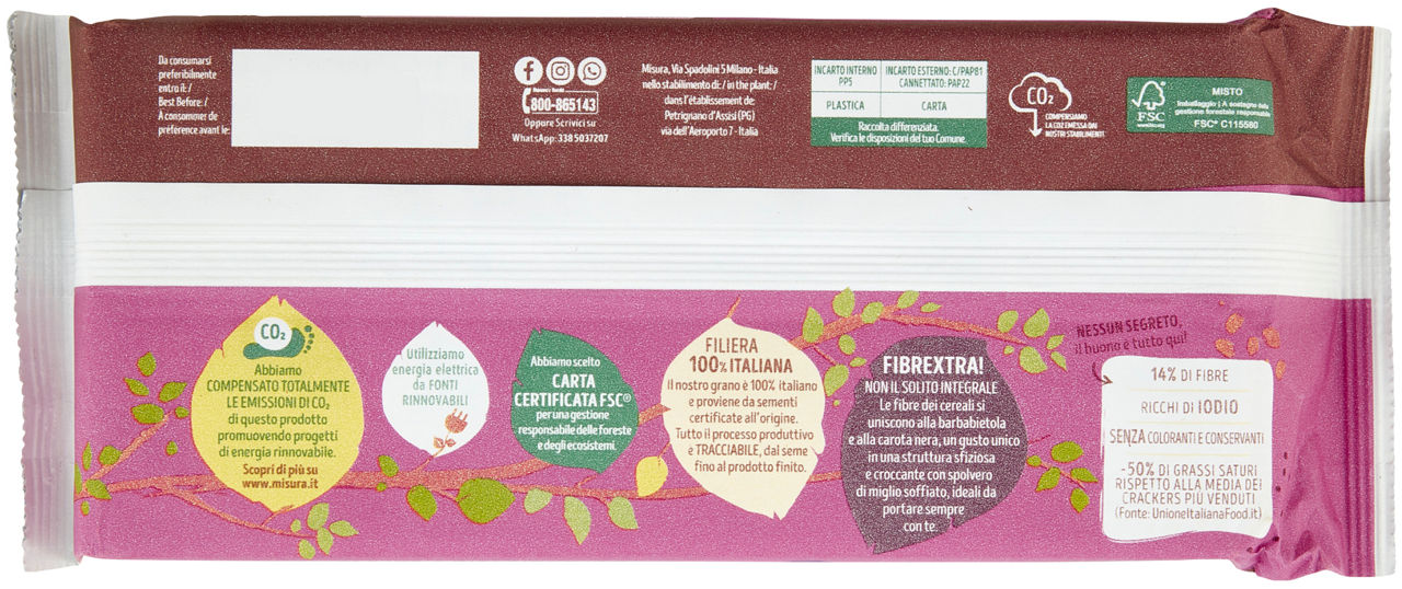 CRACKERS FIBRE EXTRA INTEGRALE BARBABIETOLA E CAROTA NERA MISURA FLOW-PACK G 385 - Immagine 21