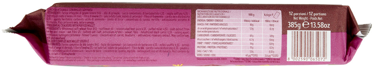 CRACKERS FIBRE EXTRA INTEGRALE BARBABIETOLA E CAROTA NERA MISURA FLOW-PACK G 385 - Immagine 41