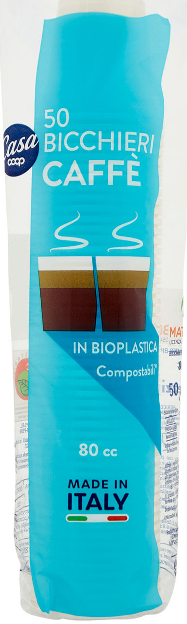 Bicchieri caffe' 80cc bioplastica coop casa pz 50