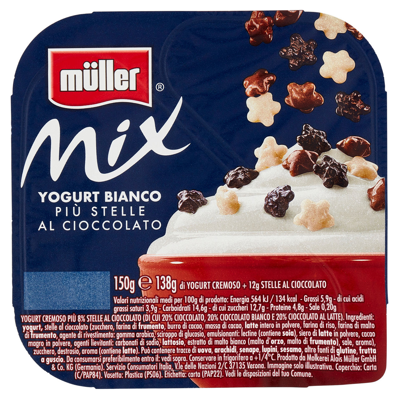 Yogurt bianco con stelle al cioccolato 150 gr