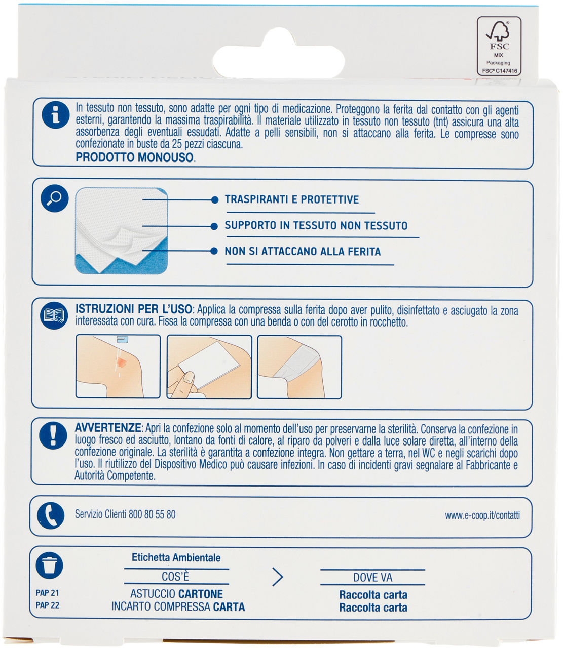 COMPRESSE GARZA STERILE DELICATE TNT 10X10CM COOP PZ 100 - Immagine 21