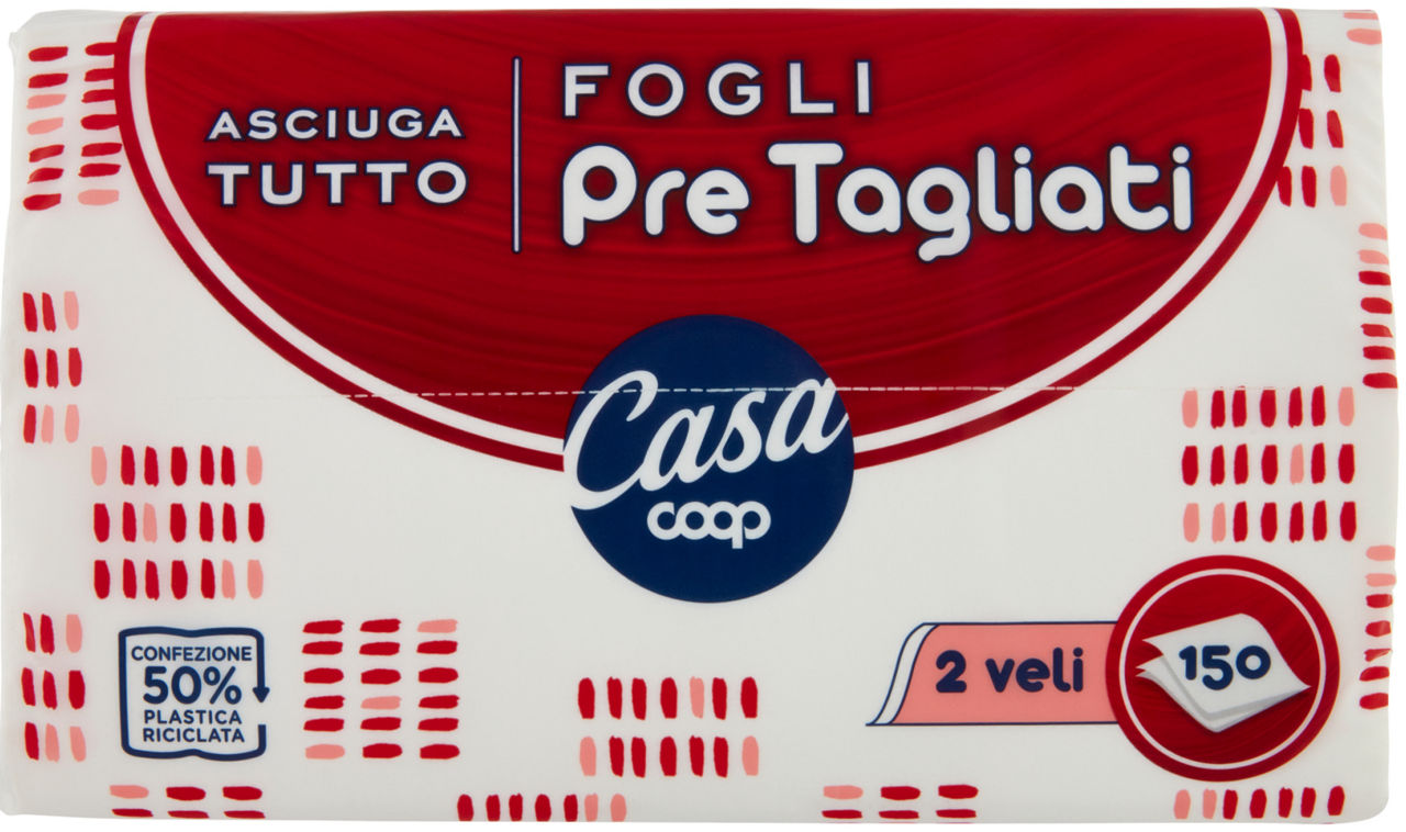 Asciugatutto coop casa in fogli pretagliati fsc pz.150