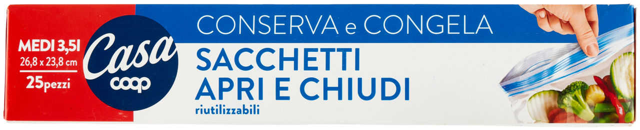 SACCHETTI APRI E CHIUDI RIUTILIZZABILI COOP CASA MEDI 3,5L PZ.25 - Immagine 21