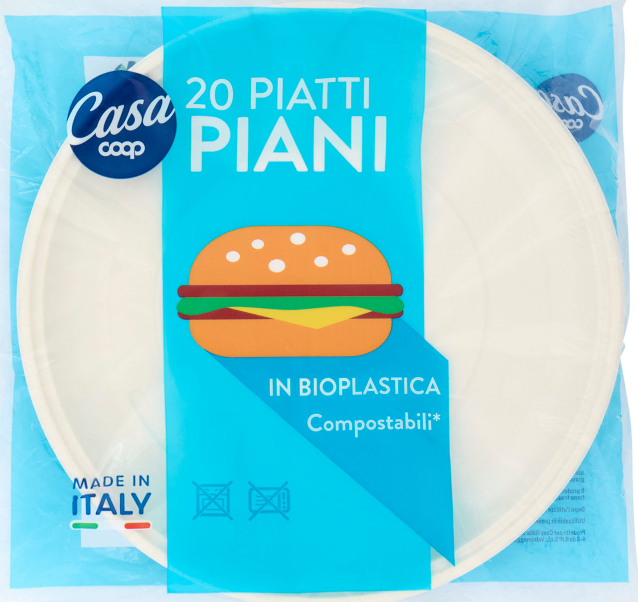 Piatti piani bioplastica coop casa diam. cm21 pz 20