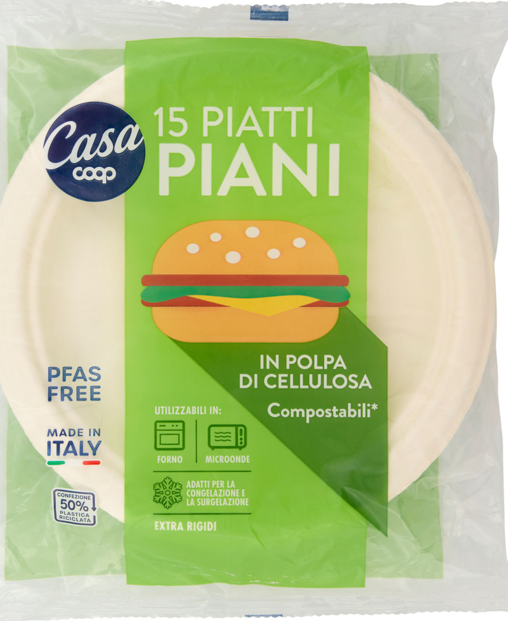 Piatti piani in polpa di cellulosa coop casa diam. cm23 pz 15