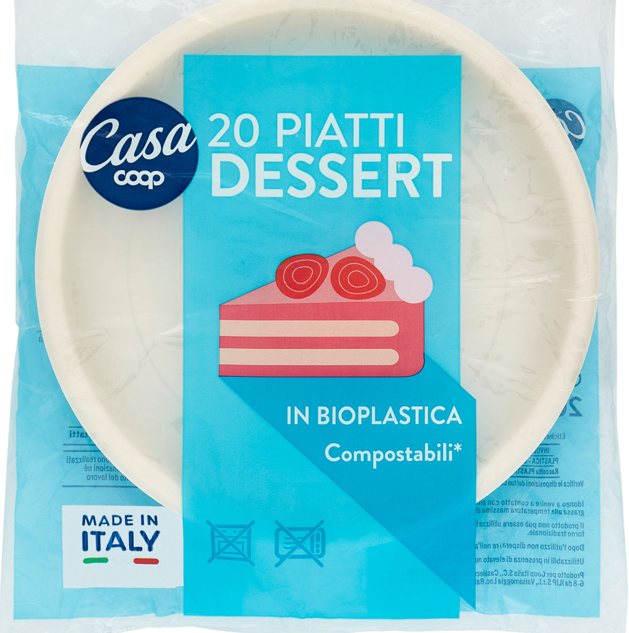Piatti dessert bioplastica coop casa diam. cm16,5 pz 20