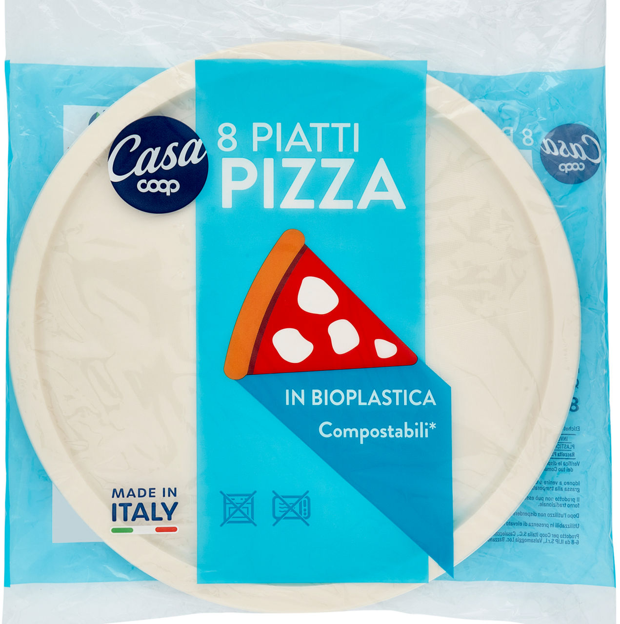 Piatti pizza bioplastica coop casa diam. cm31 pz 8