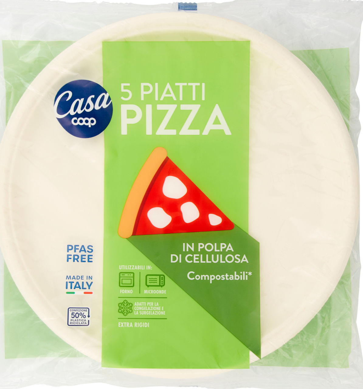 Piatti pizza in polpa di cellulosa coop casa diam. cm33 pz 5