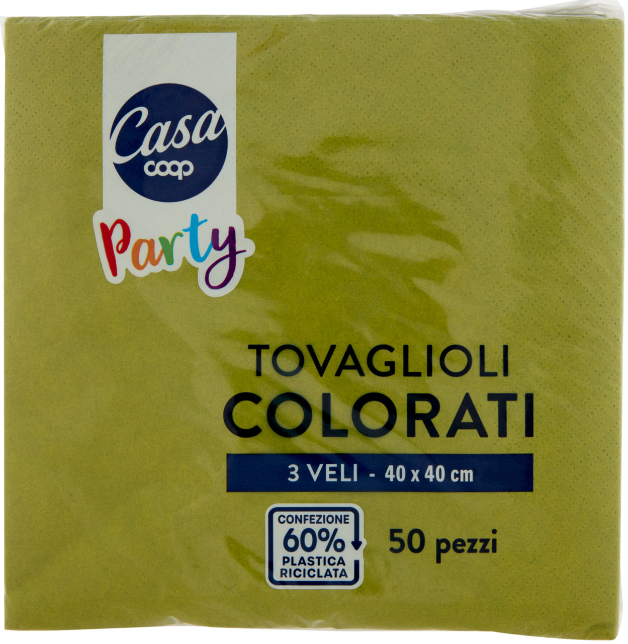 Tovaglioli colorati coop casa 3v 40x40 verdi fsc pz.50