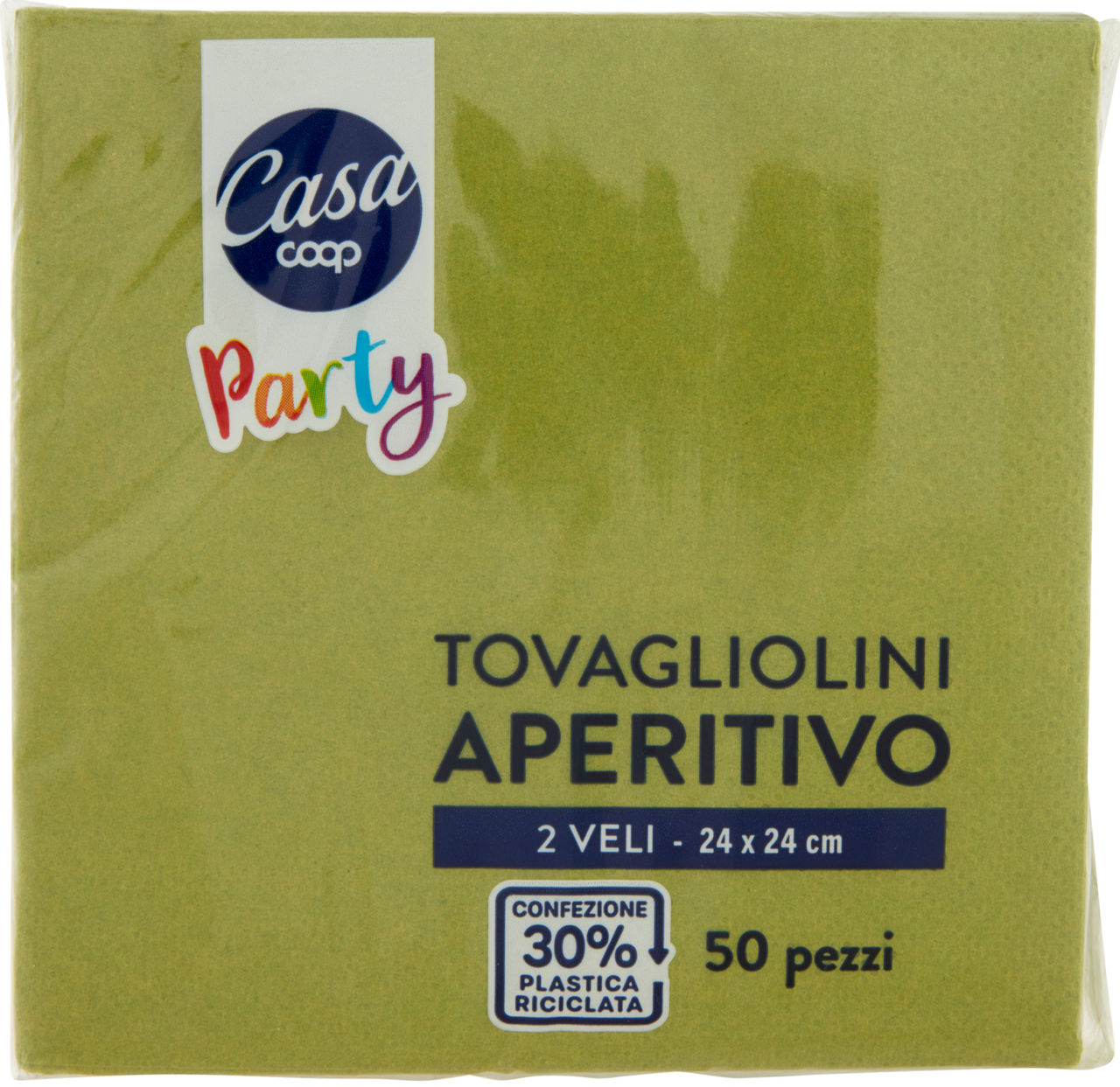 TOVAGLIOLINI APERITIVO COOP CASA 2 VELI VERDE 24X24CM FSC PZ. 50 - Immagine 01