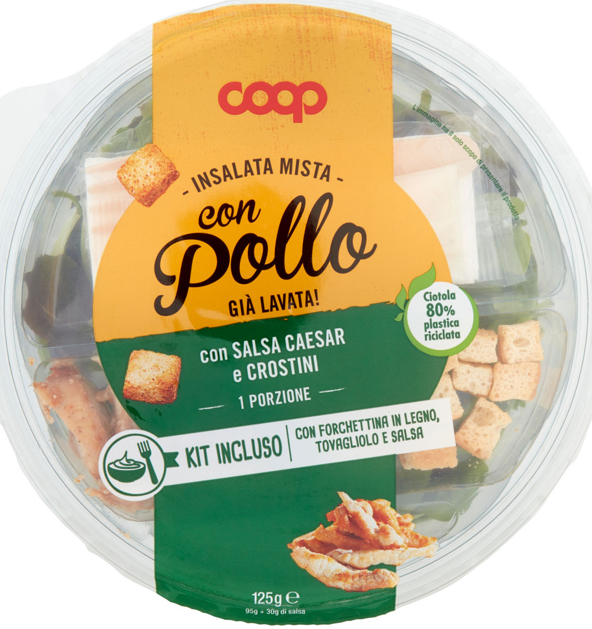 INSALATA MISTA CON POLLO SALSA CAESAR E CROSTINI COOP CIOT G 125 - Immagine 01