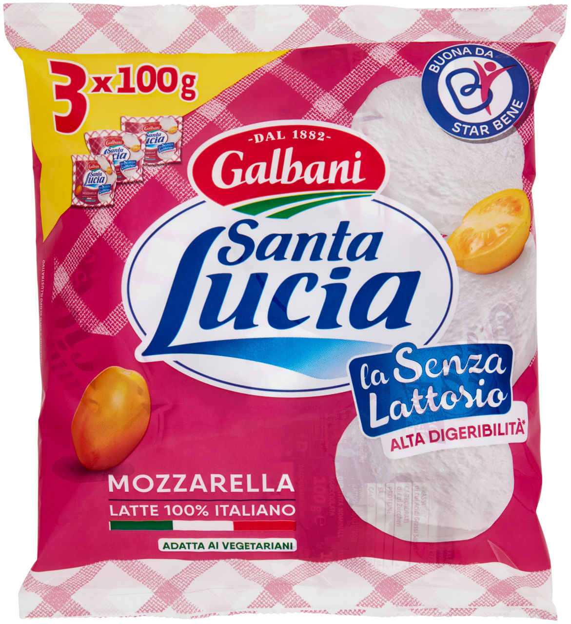 Mozzarella santa lucia senza lattosio flow pack g 570 sgocc. g 100 x 3