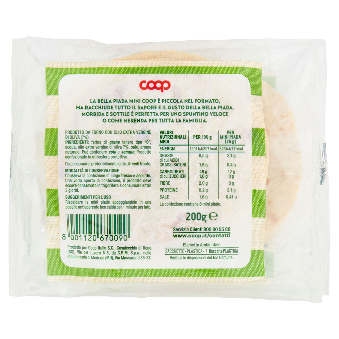 MINIPIADINA CON OLIO EXTRAVERGINE D'OLIVA PZ 8 COOP FLOW-PACK G 200 - Immagine 21