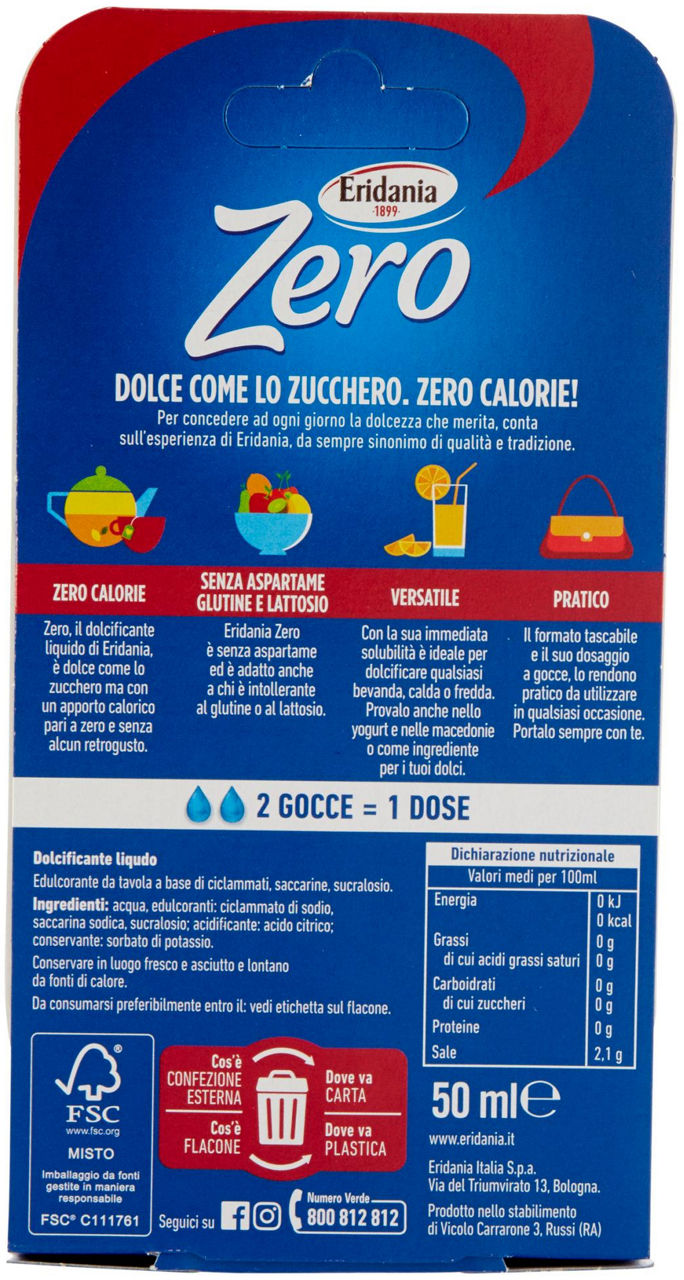 DOLCIFICANTE LIQUIDO ZERO ERIDANIA ML 50 - Immagine 21