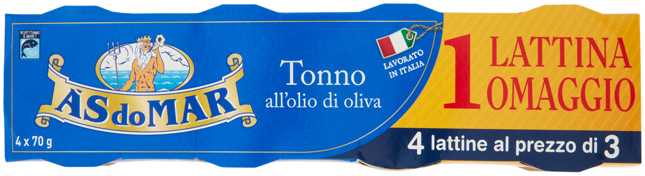 Tonno olio d'oliva + omaggio asdomar 70g x 3 g 210