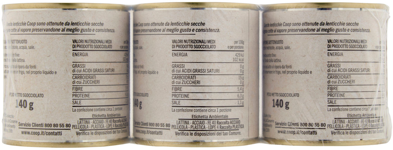 LENTICCHIE COTTE AL VAPORE COOP CLUSTER LATTINA 150X3 G - Immagine 21