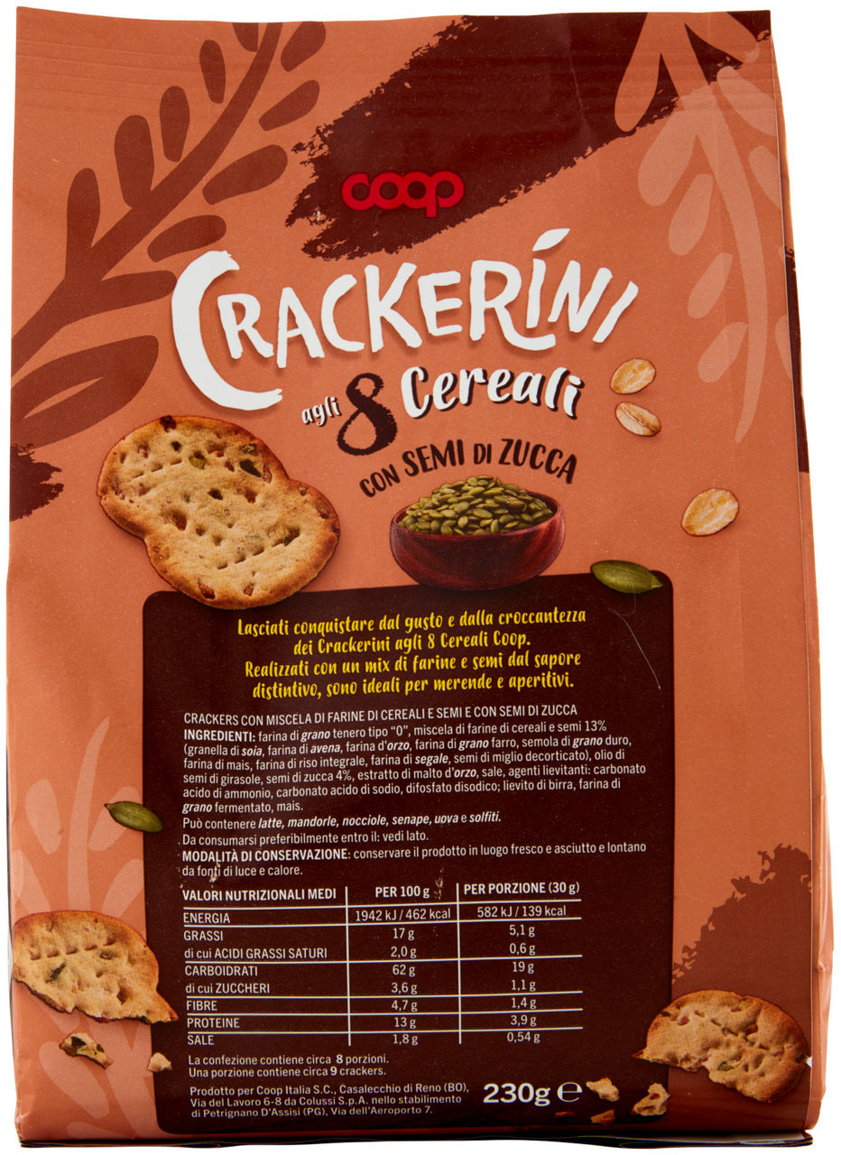 CRACKERINI 8 CEREALI CON SEMI ZUCCA COOP G 230 - Immagine 21