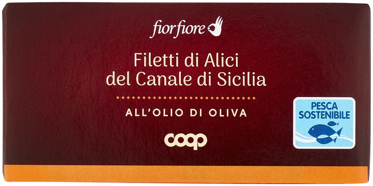 Filetti di alici del canale di sicilia fior fiore coop vaschetta g 46