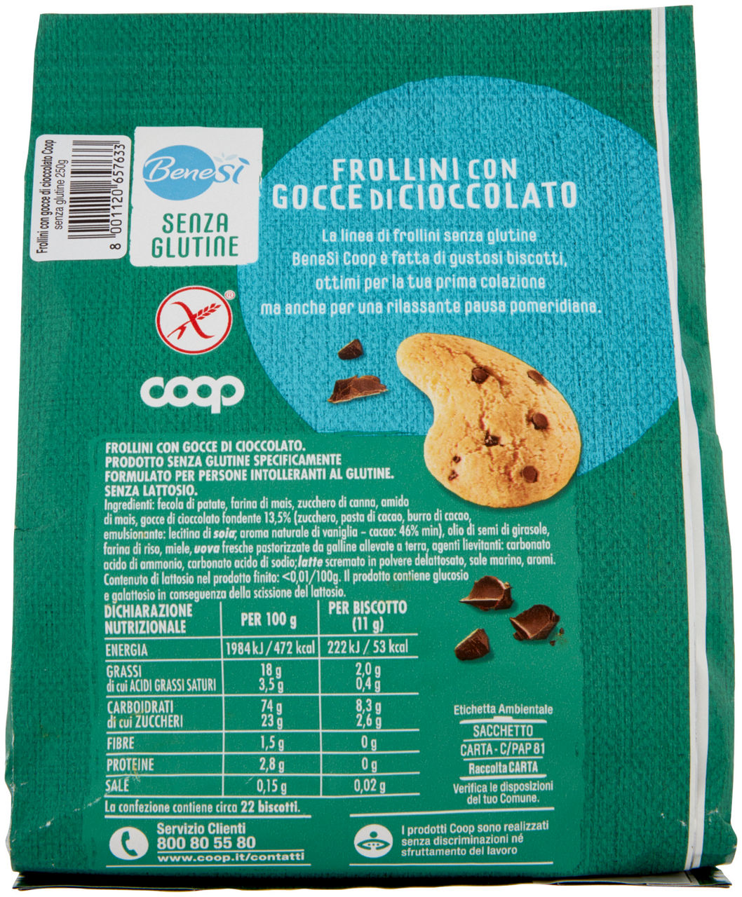 FROLLINO GOCCE DI CIOCCOLATO S/GLUTINE S/LATTOSIO BENESÌ COOP G250 - Immagine 21