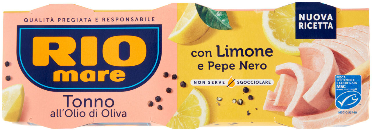 Tonno all'olio di oliva con limone e pepe nero 3 pz x 65 gr