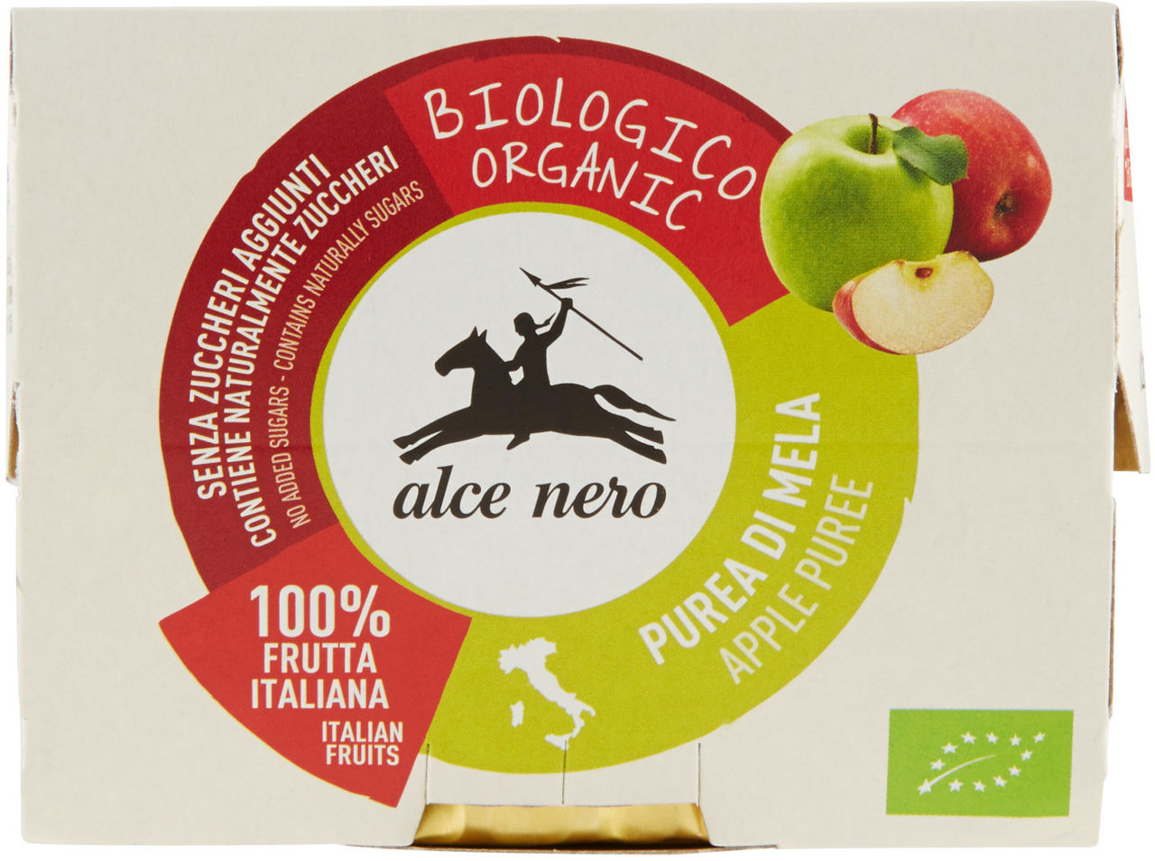 Purea di mela biologica 100% frutta  alce nero g 100x2