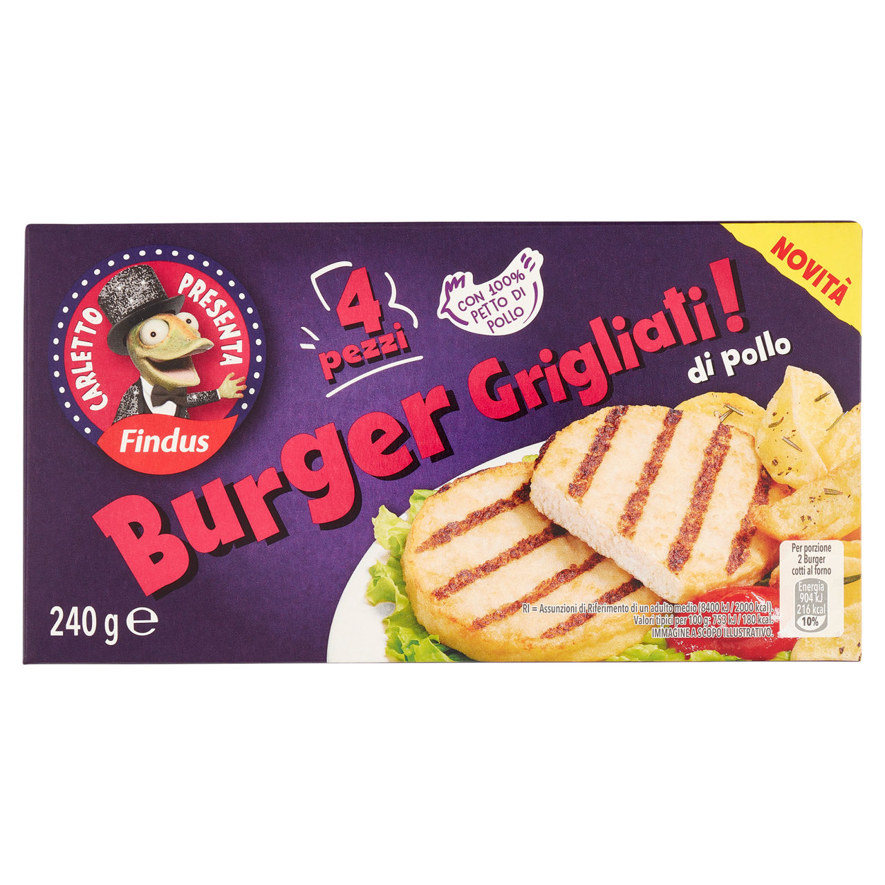 Burger di pollo grigliati 4 pz 240 gr